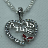 Quinceanera with 22" Necklace (.925 PURE SILVER)