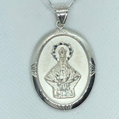 Virgen Del Rosario with 24" Figaro Necklace (.925 PURE SILVER)