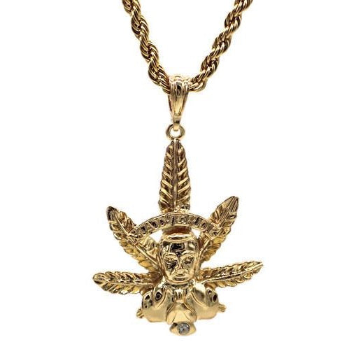 Large Jesus Malverde Marijuana Leaf (24K Gold Filled)