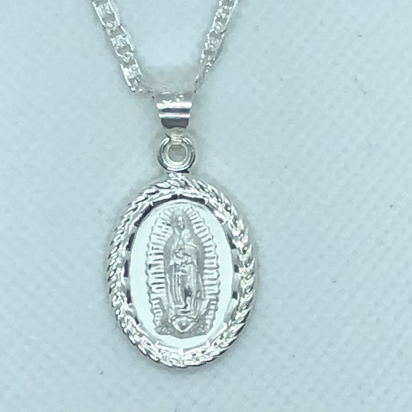 Our Lady of Guadalupe with 22" Necklace (.925 PURE SILVER)
