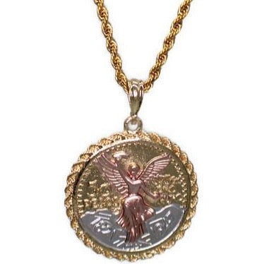 Gold Coin Lariat Necklace Guardian of Might 24K Gold Plated 