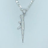 AK-47 with 24" Figaro Necklace (.925 PURE SILVER)