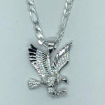 Eagle with 24" Figaro Necklace (.925 PURE SILVER)