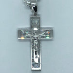 Cross with 24" Figaro Necklace (.925 PURE SILVER)