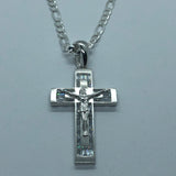 Cross with 24" Figaro Necklace (.925 PURE SILVER)