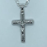 Cross with 24" Figaro Necklace (.925 PURE SILVER)