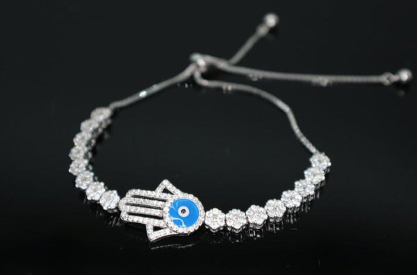 Hamsa Hand Bracelet (Solid.925 Silver)
