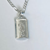 Santa Muerte with 22" Figaro Necklace (.925 PURE SILVER)