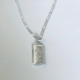 Santa Muerte with 22" Figaro Necklace (.925 PURE SILVER)