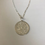Aztec Calendar with 22" Figaro Necklace (.925 PURE SILVER)