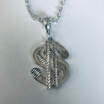 Money Sign with 26" Rope Necklace (.925 PURE SILVER)