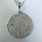 Large Aztec Calendar with 24" Necklace (.925 PURE SILVER)