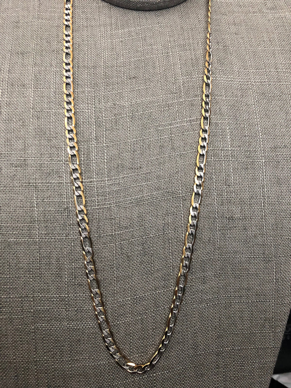 26" Two Tone Figaro Necklace (Stainless Steel)