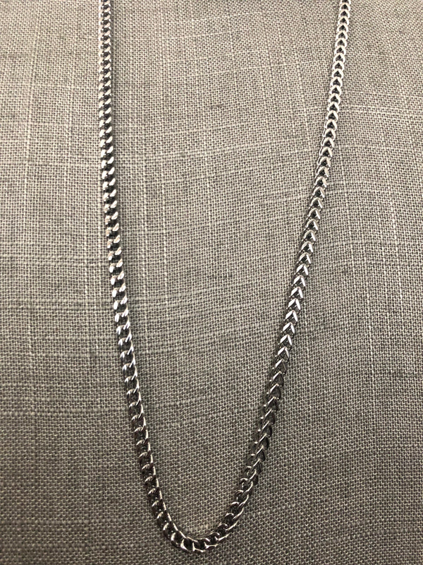 23" Wheat Style Necklace (14K White Gold Finish)