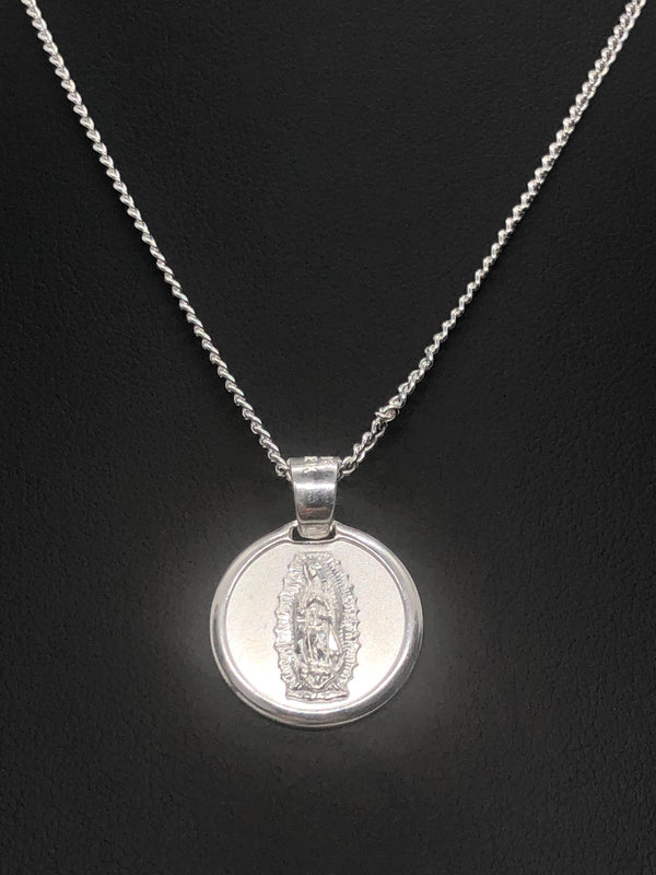 Our Lady of Guadalupe with 22" Necklace (.925 PURE SILVER)