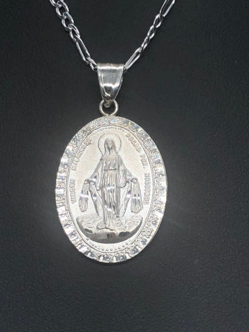 Virgen De La Milagrosa with 22" Necklace (.925 PURE SILVER)