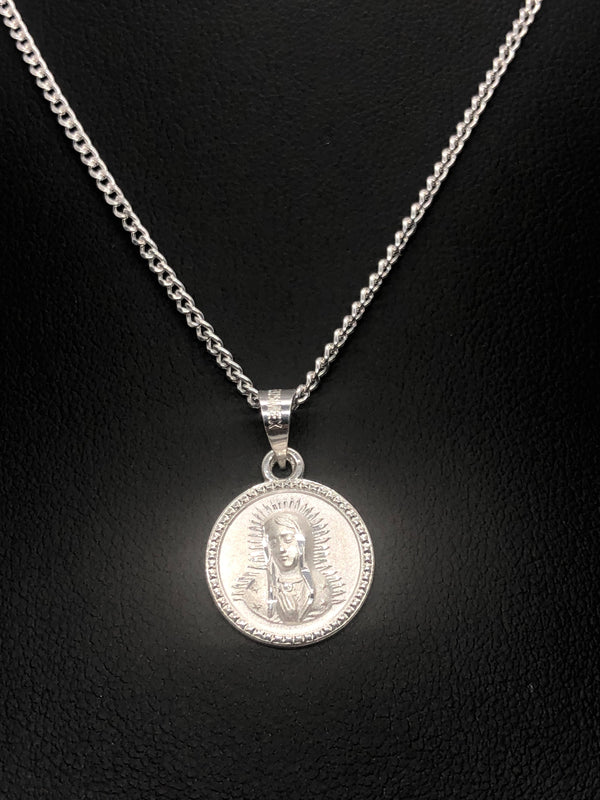Virgin Mary with 22" Necklace (.925 PURE SILVER)