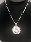 Our Lady of Guadalupe and Sacred Heart with 22" Necklace (.925 PURE SILVER)