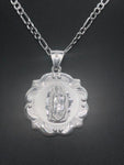 Our Lady of Guadalupe and Sacred Heart with 22" Necklace (.925 PURE SILVER)