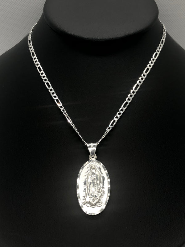 Our Lady of Guadalupe and St Jude with 22" Necklace (.925 PURE SILVER)