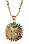 50 Pesos and Mexican Eagle Centenario with 26" Necklace (24K Gold Plated)