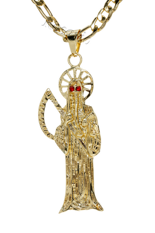 Santa Muerte Pendant with Necklace (24K Gold Filled)