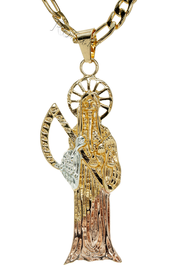 Santa Muerte Pendant with Necklace (24K Gold Filled)