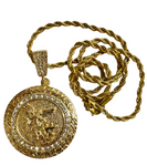 St Michael Round Centenario with 26" Necklace (24K Gold Filled)