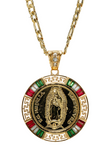 St Jude and Our Lady of Guadalupe Centenario with 26" Necklace (24K Gold Plated)