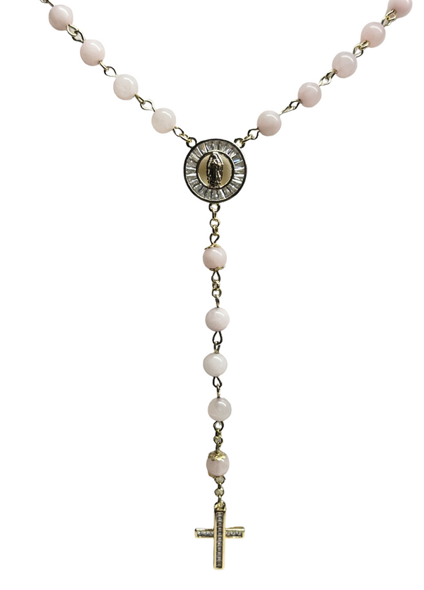 Our Lady of Guadalupe Rosary Necklace - Pink