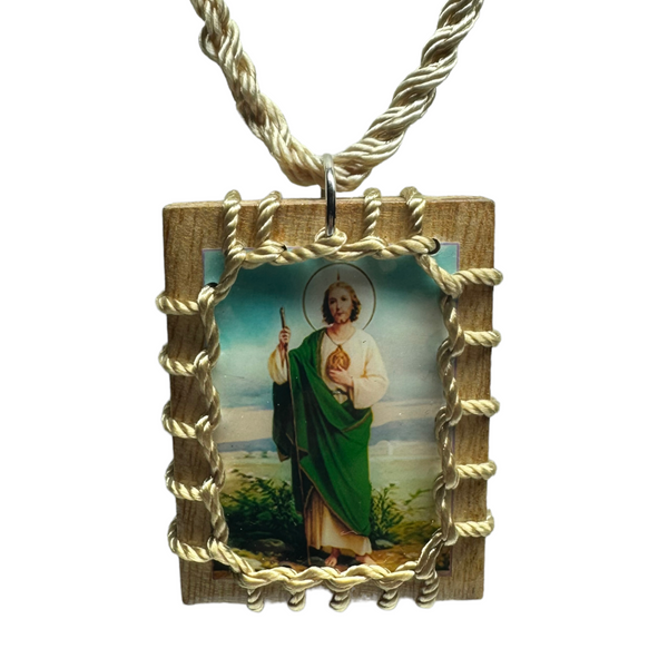 Large St Jude Scapular Necklace - Natural