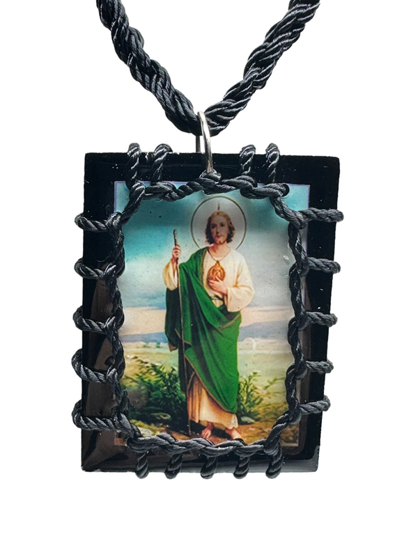 Large St Jude Scapular Necklace - Black