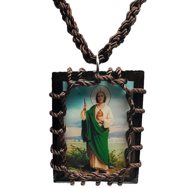 Large St Jude Scapular Necklace - Brown