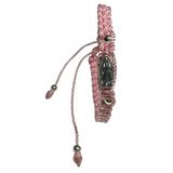 Pink Our Lady of Guadalupe Knotted Rope Hand Made Bracelet