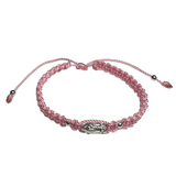Pink Our Lady of Guadalupe Knotted Rope Hand Made Bracelet