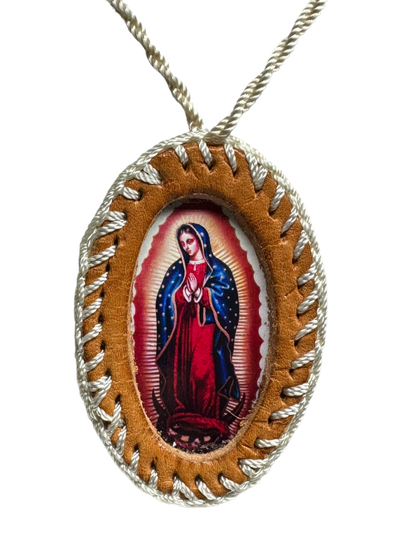 Our Lady of Guadalupe Leather Scapular Necklace