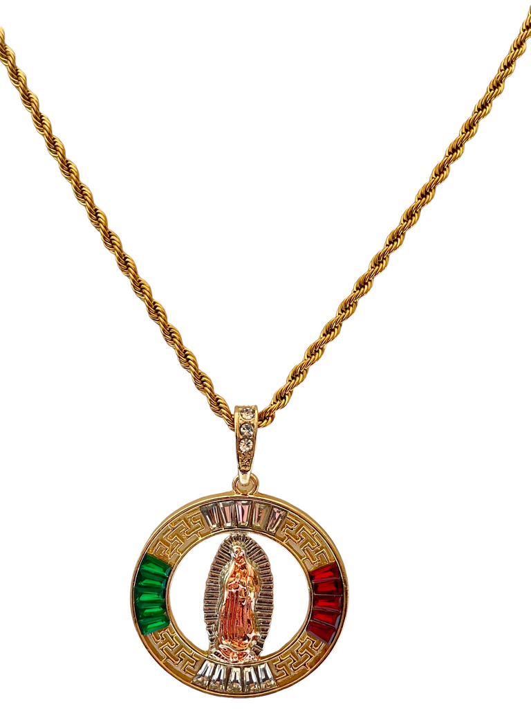 Our Lady of Guadalupe Religious Medal Pendant Necklace 14K Yellow Gold 18