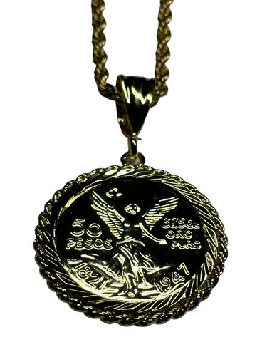 Small Centenario with Rope Necklace (24K Gold Filled)