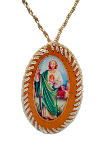 St Jude Leather Scapular Necklace