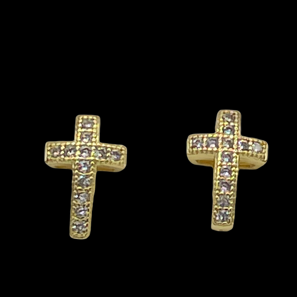 Cross Earrings (14K Gold Finish)
