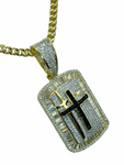 Cross Dog Tag Necklace (14K Gold Finish)