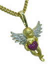 Angel with Heart Necklace (14K Gold Finish)