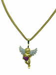 Angel with Heart Necklace (14K Gold Finish)