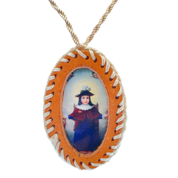 Santo Nino de Atocha Leather Scapular Necklace