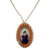 Santo Nino de Atocha Leather Scapular Necklace