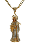 White Santa Muerte Pendant with Necklace (24K Gold Filled)