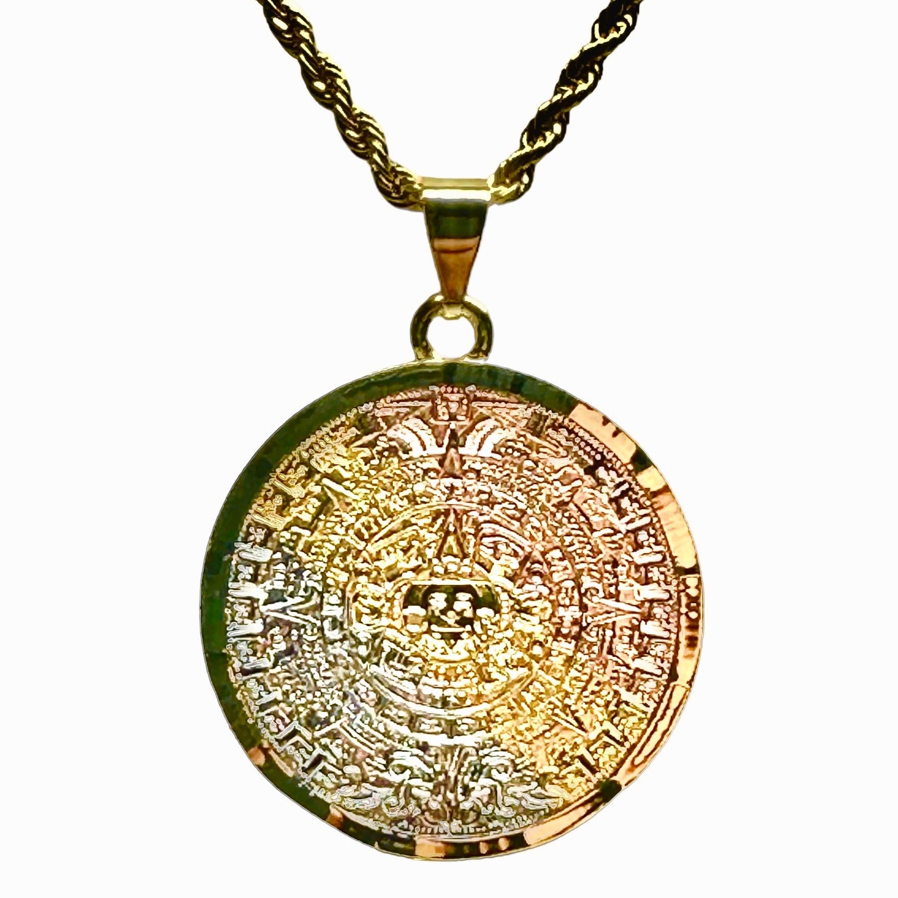 Aztec Calendar Necklace (24K Gold Filled) – Rosarios Y Mas