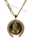 24K Gold Plated Our Lady of Guadalupe and St Jude Horseshoe with 26" Necklace