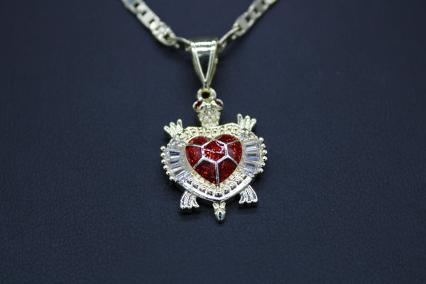 Turtle Heart with 22" Necklace (24K Gold Plated)