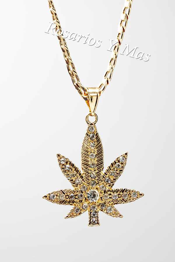 Marijuana Weed Pendant with 26" Necklace (24K Gold Filled)